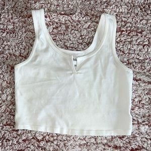 White Notch Neck Tank